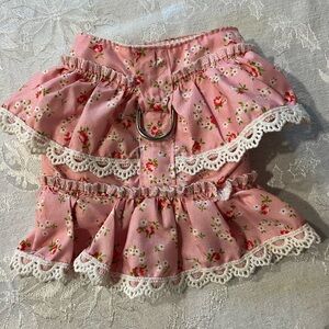 Charming Pink Floral Dog dress with Lace